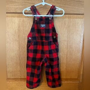 Oshkosh red checkered bib overalls